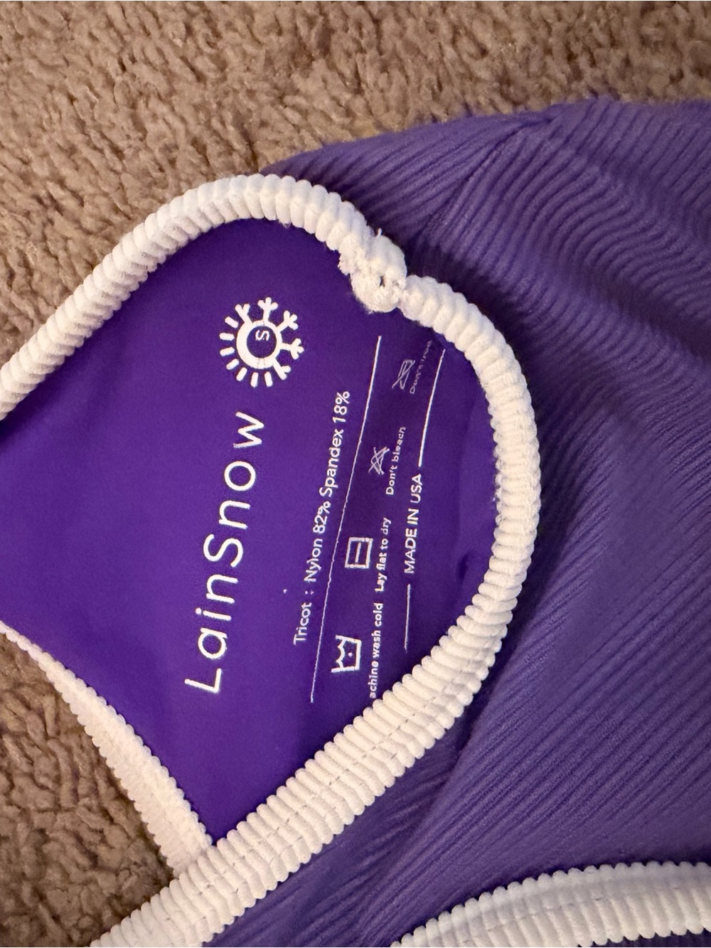 LainSnowPurple Ribbed Two-Piece Bikini with White Trim - Picture 4 of 4